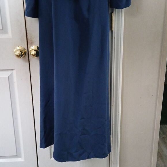Talbots navy blue pure silk 2 pc formal dress wedding mother of the bride Sz 10P - Picture 2 of 13